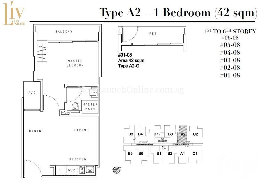 Liv on Wilkie 1 Bedroom Floor Plan Type A2