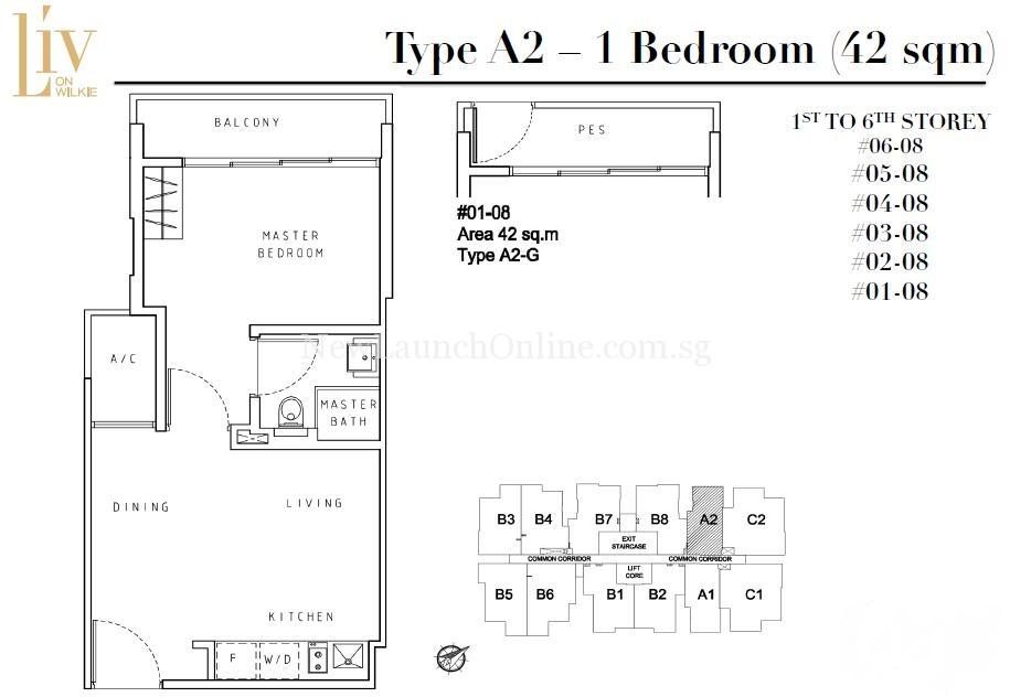 Liv On Wilkie 1 Bedroom Floor Plan Type A2 Newlaunchonline Com Sg