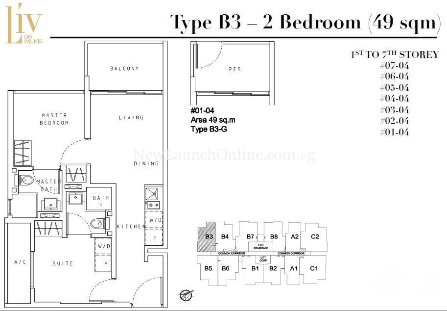 Liv on Wilkie 2 Bedroom Floor Plan Type B3
