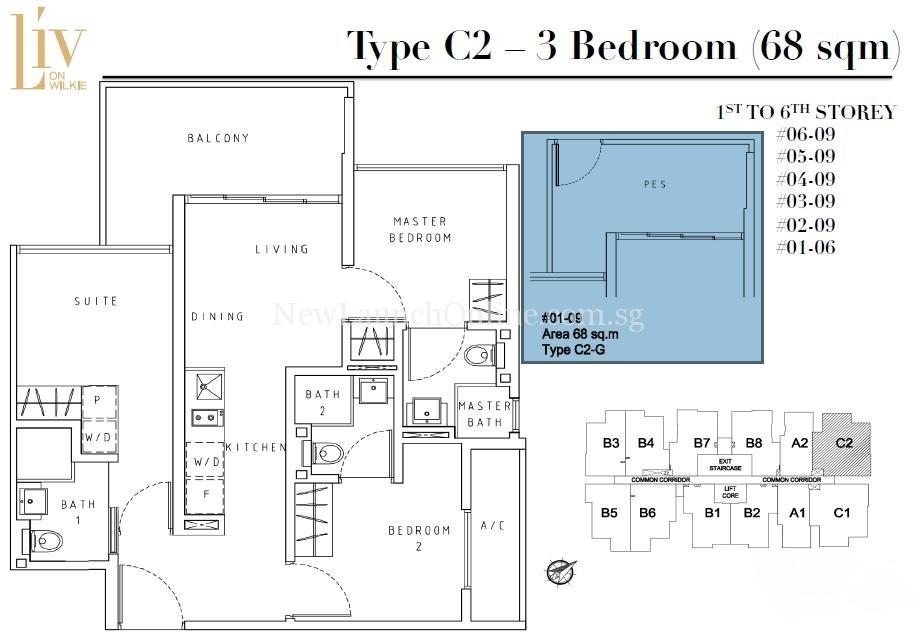 Liv on Wilkie 3 Bedroom Floor Plan Type C2