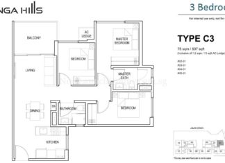 Singa Hills Type C3 3 Bedroom Floor Plan