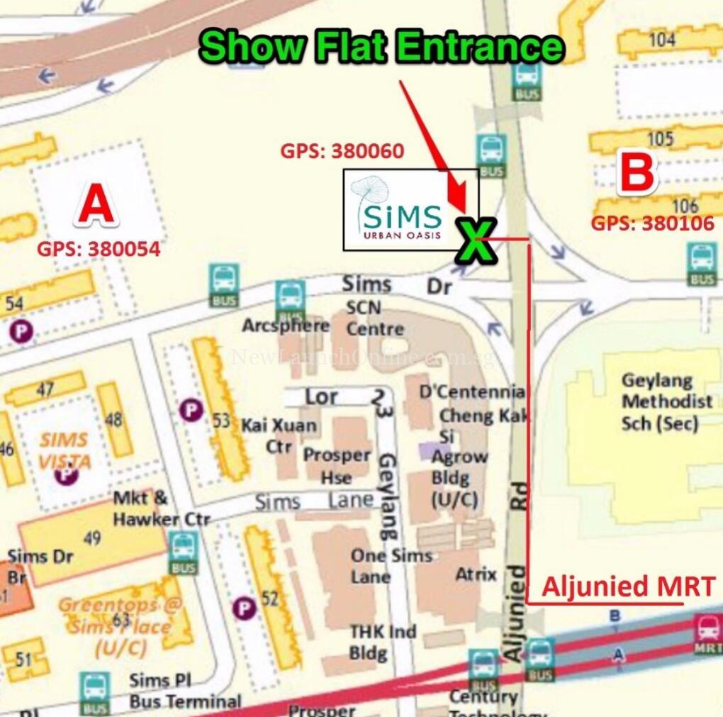 Sims Urban Oasis Showflat Location