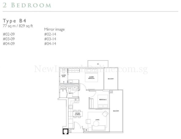 Robin Residences 2 Bedroom Floor Plan Type B4 Newlaunchonline Com Sg