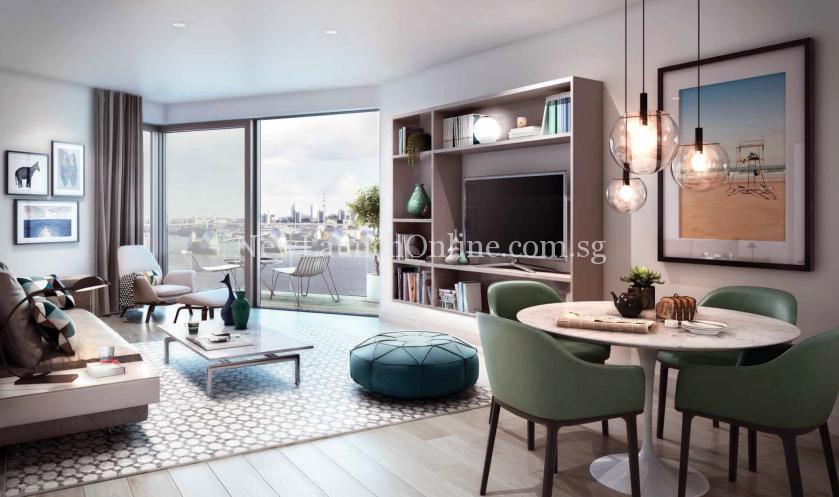 Royal Wharf London Living Room with View