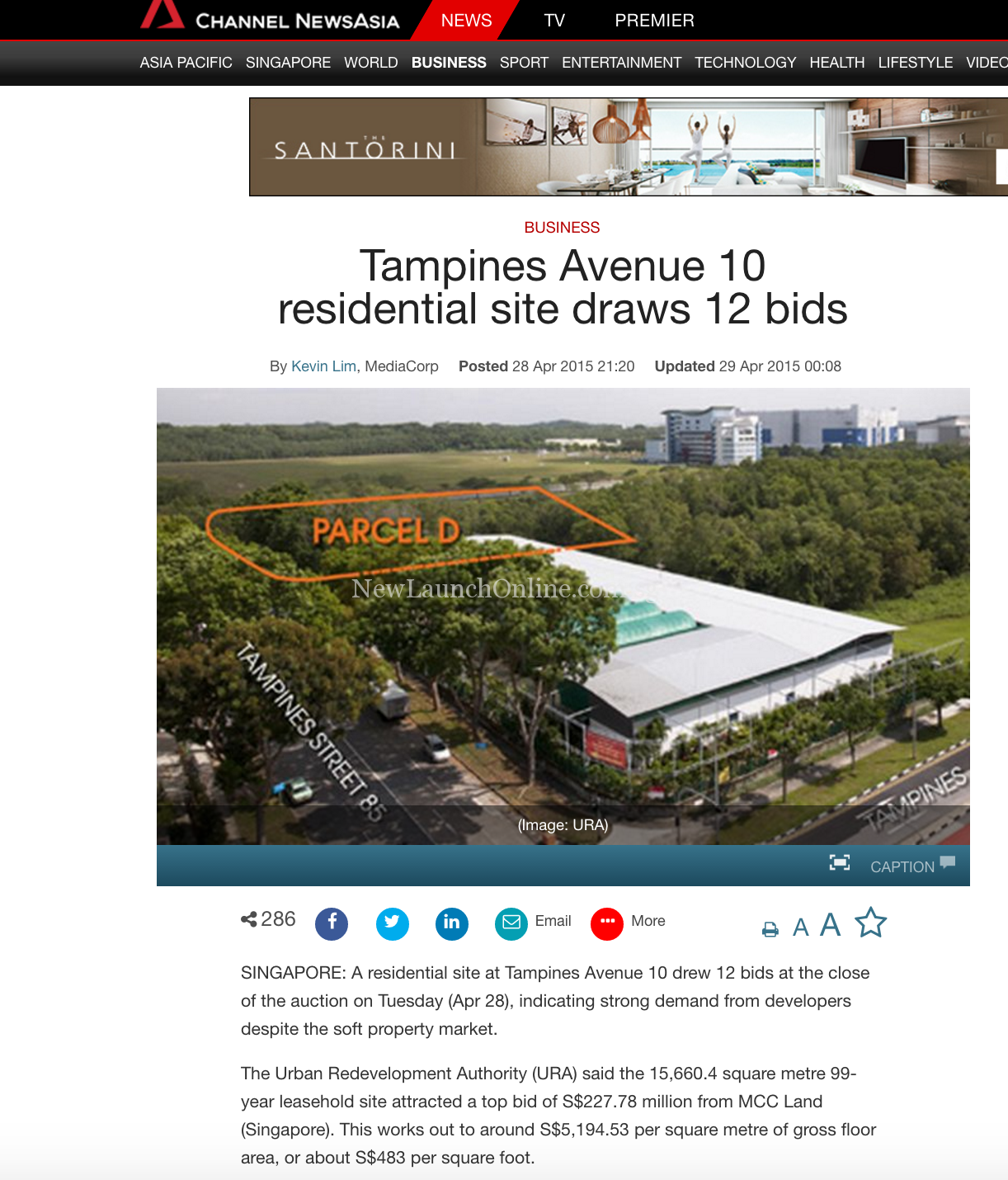 Tampines Avenue 10 residential site draws 12 bids
