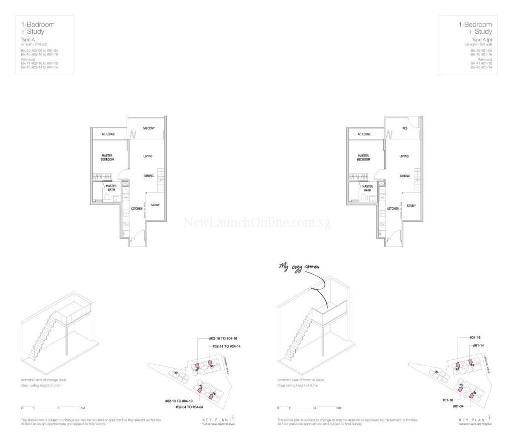 Mon Jervois Floor Plan 1+Study Type A